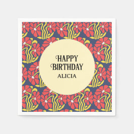 Retro Funky Groovy Trippy Daisy Floral Geburtstag Serviette