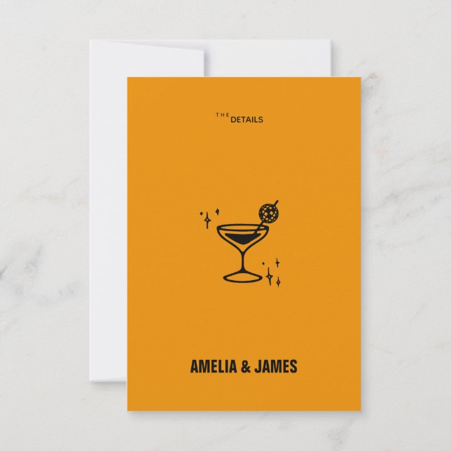 Retro Funky Modern Wedding Enclosure Card RSVP Karte (Rückseite)
