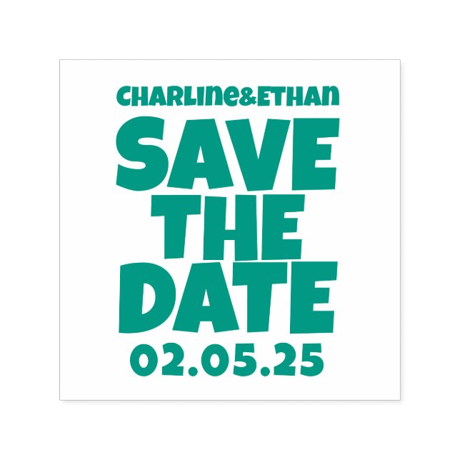 Retro Funky Pink Green Save the Date QR-Code Permastempel (Design)