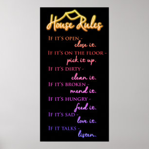 Retro Funky Rainbow Colors House Regeln der Kindhe Poster