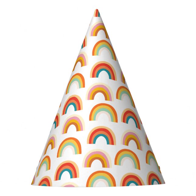Retro Funky Rainbow Groovy Party Hat Partyhütchen (Vorderseite)