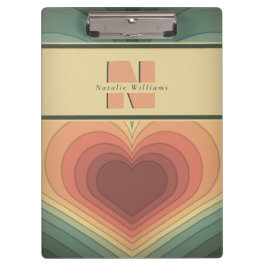 Retro Funky Romantic Monogram Heft Clipboard Klemmbrett