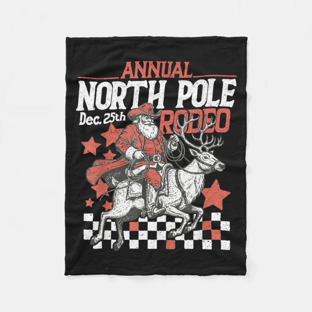 Retro Funny Annual North Le Rodeo Santa Cowboy Mer Fleecedecke (Vorderseite)