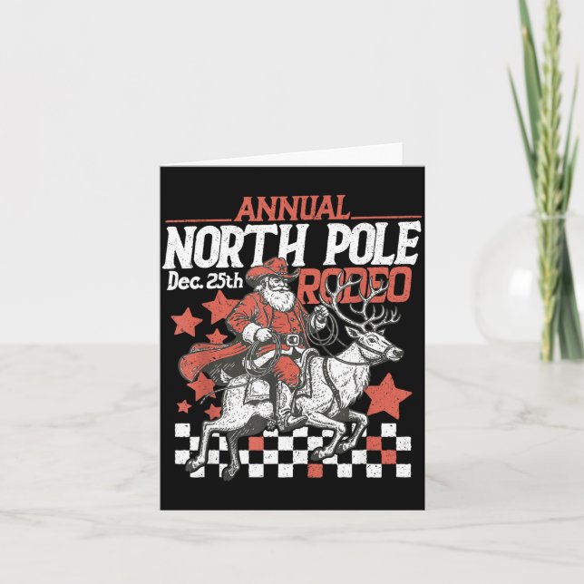 Retro Funny Annual North Le Rodeo Santa Cowboy Mer Karte (Vorderseite)