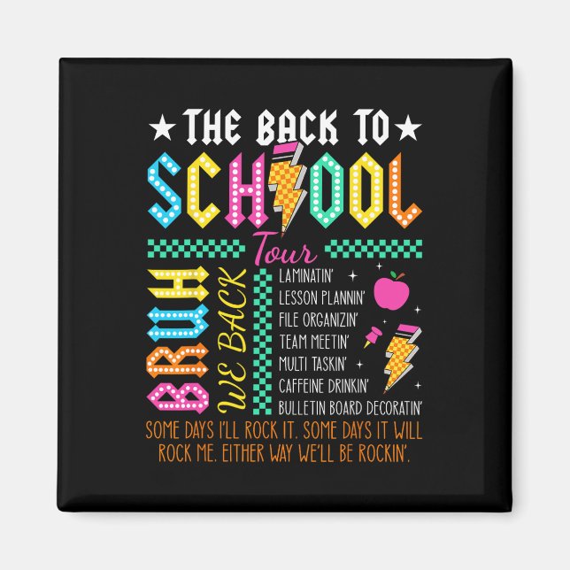 Retro Funny Back To School Tour Teacher Lightning  Magnet (Vorne)