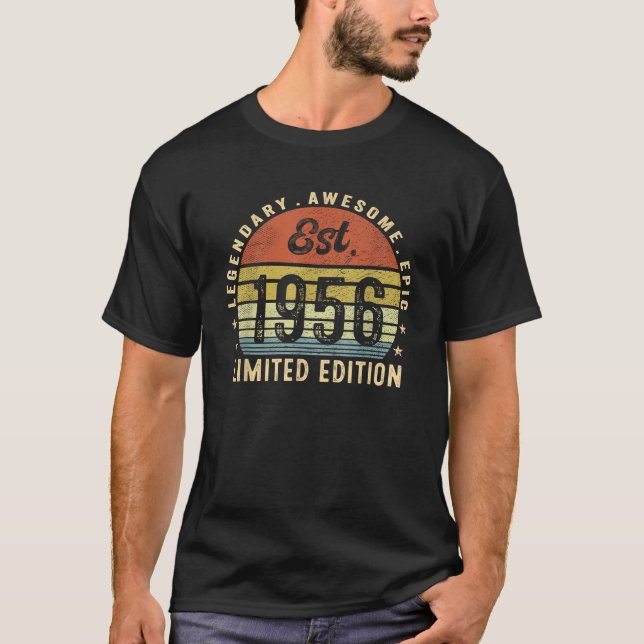 Retro Funny Bday Geboren 1956 Männer Frauen Gegenw T-Shirt (Vorderseite)