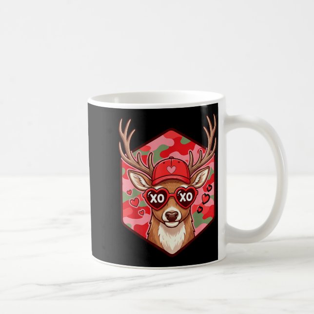 Retro Funny Boys Valentines Day Hunting Deer Camo  Kaffeetasse (Rechts)