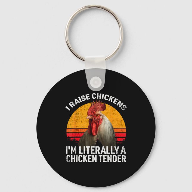 Retro Funny Chicken Lover Gift – I Raise Chickens  Schlüsselanhänger (Vorderseite)