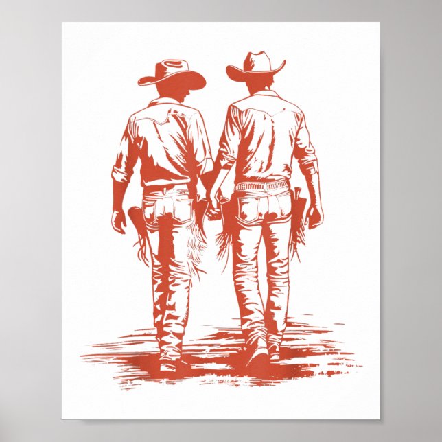 Retro Funny Cowboy Gay Trans Rights Lgbt Pride  Poster (Vorne)