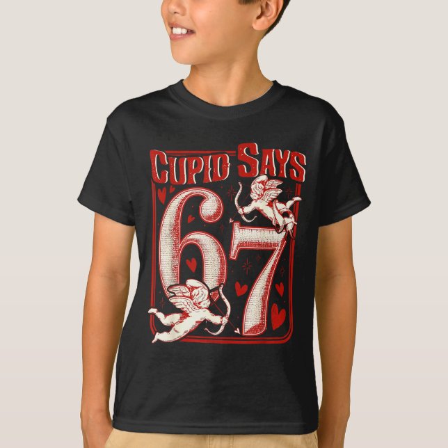 Retro Funny Cud Says 6 7 Six Seven Couples Valenti T-Shirt (Vorderseite)