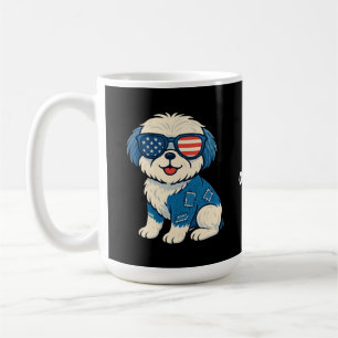 Retro Funny Denim Patch Niedliches Pet Dog Design Kaffeetasse