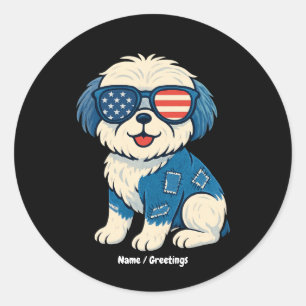 Retro Funny Denim Patch Niedliches Pet Dog Design Runder Aufkleber