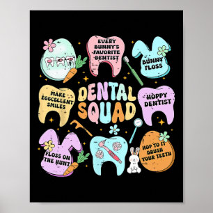 Retro Funny Dental Squad Bunny Tooth Oaster Day De Poster