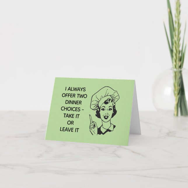 Retro Funny Dinner Choice Card Dankeskarte (Vorderseite)