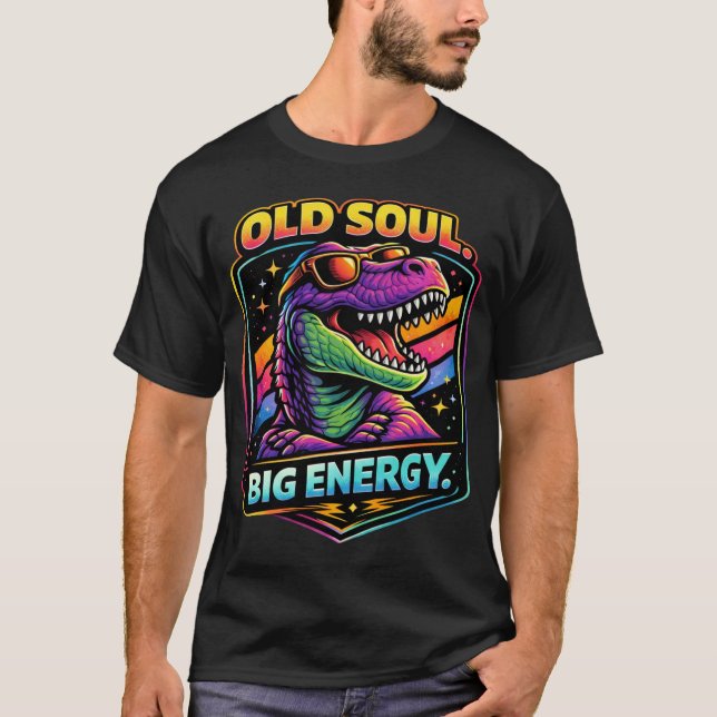 Retro Funny Dino Personality Graphic Tee (Vorderseite)