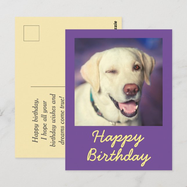 Retro Funny Dog und Happy Birthday Postcard Postkarte (Vorne/Hinten)