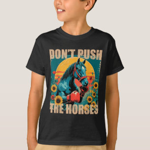 Retro Funny Dont Push Push der Pferde Meme Zitat S T-Shirt