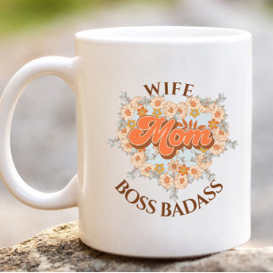 Retro Funny Ehefrau Mama Herz Boss Badass Geschenk Jumbo-Tasse