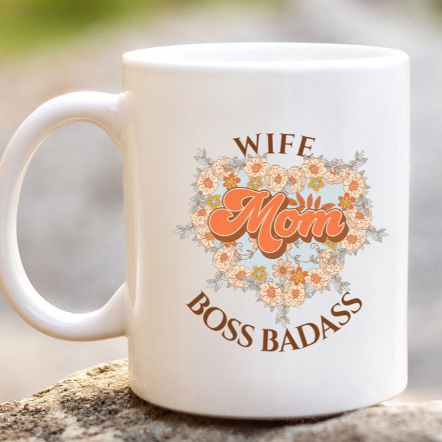 Retro Funny Ehefrau Mama Herz Boss Badass Geschenk Jumbo-Tasse (Von Creator hochgeladen)