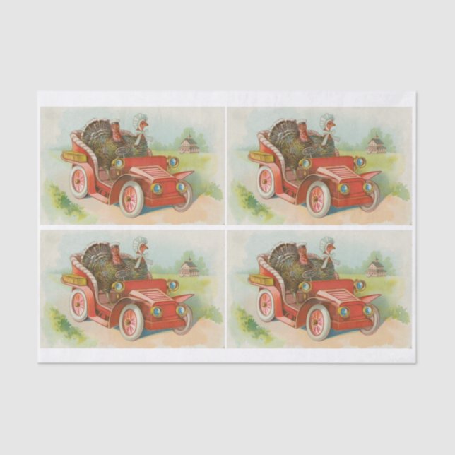 Retro Funny Erntedank Memes Niedlich Türkei Cartoo Seidenpapier (Vorderseite)