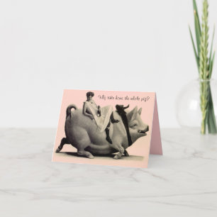 Retro Funny Geburtstagskarte Lady auf Pig-Sprichwo Karte