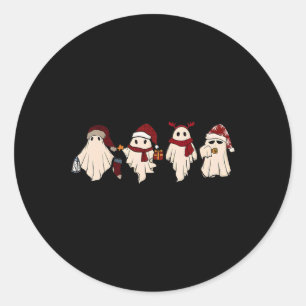 Retro Funny Ghost Santa Sat Niedliche Weihnachtsge Runder Aufkleber