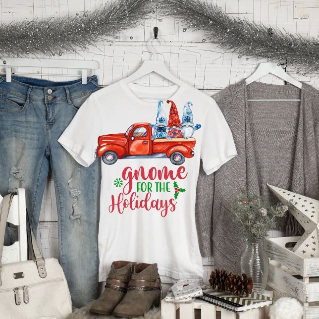 Retro Funny Gnome für Weihnachten im Urlaub T-Shirt (Von Creator hochgeladen)