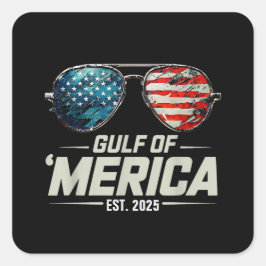 Retro Funny Gulf of USA America 2025 Sonnenbrille Quadratischer Aufkleber