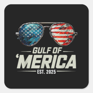 Retro Funny Gulf of USA America 2025 Sonnenbrille Quadratischer Aufkleber