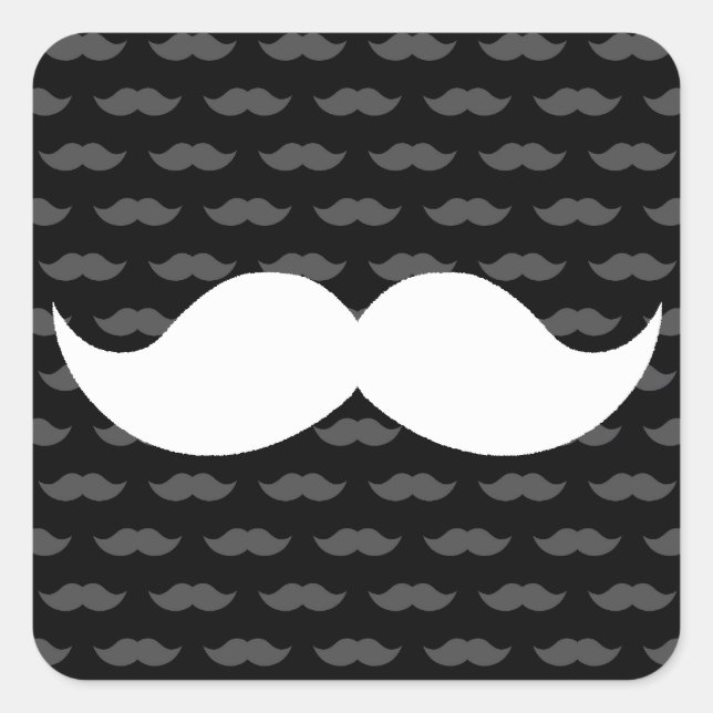 Retro Funny Handlebar Mustache Mustache Quadratischer Aufkleber (Vorderseite)
