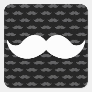 Retro Funny Handlebar Mustache Mustache Quadratischer Aufkleber
