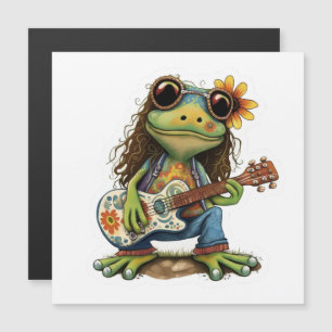 Retro Funny Hippie Frog Weber Glass Piano Magnetkarte