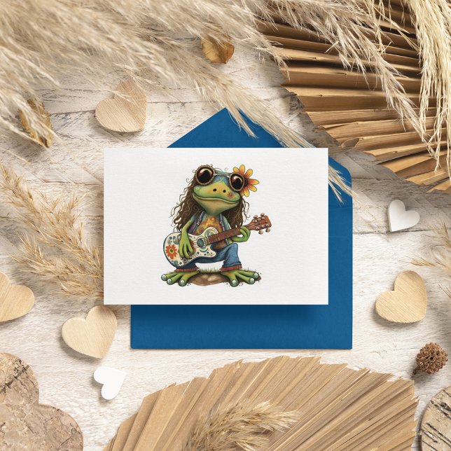 Retro Funny Hippie Frog Weber Glass Piano Postkarte (Von Creator hochgeladen)