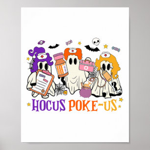 Retro Funny Hocus Poke-us Spooky Nurind Halloween Poster