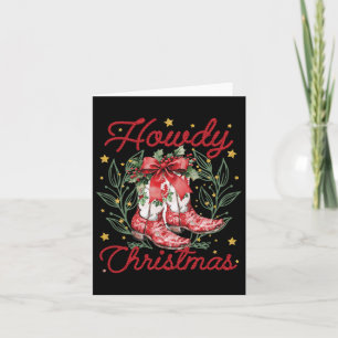 Retro Funny Howdy Christmas Western Boots Family X Karte