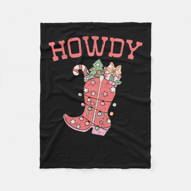 Retro Funny Howdy Weihnachts-Western Niedlich Fami Fleecedecke (Vorderseite)