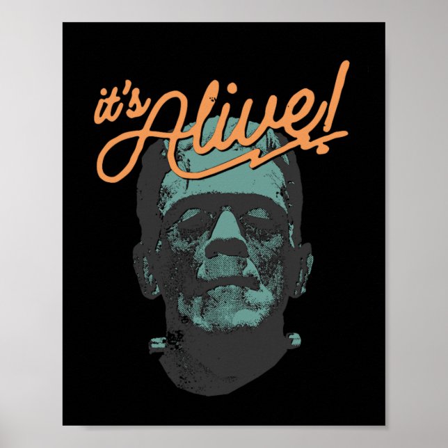 Retro Funny It's Alive Frankenstein Monster Spooky Poster (Vorne)