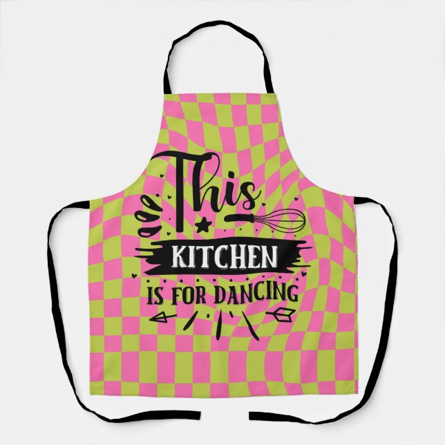 Retro Funny Kitchen Sprichwort Rosa Grün Schürze (Vorderseite)