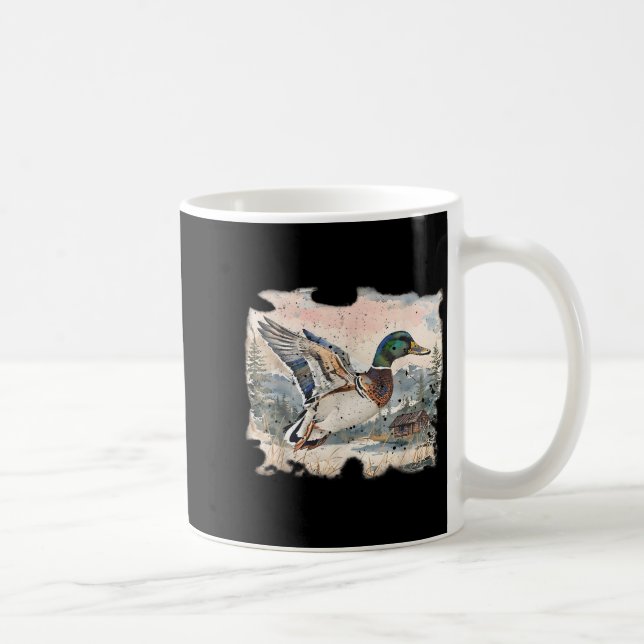 Retro Funny Mallard Duck Waterfowl Hunting Cozy Se Kaffeetasse (Rechts)