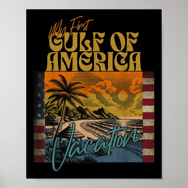 Retro Funny mein erster Golf von Amerika Urlaub Poster (Vorne)