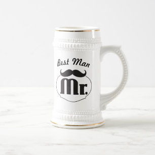 Retro Funny Mr Mustache Trauzeuge Bierglas