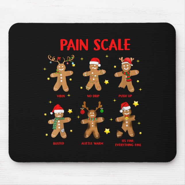 Retro Funny Pain Scale Gingerbread Nurse Christmas Mousepad (Vorne)