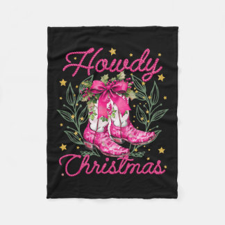 Retro Funny Pink Howdy Weihnachts-Western Stiefel Fleecedecke