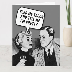 RETRO FUNNY ROMANTIC TACOS BLANK GREETKARTE KARTE