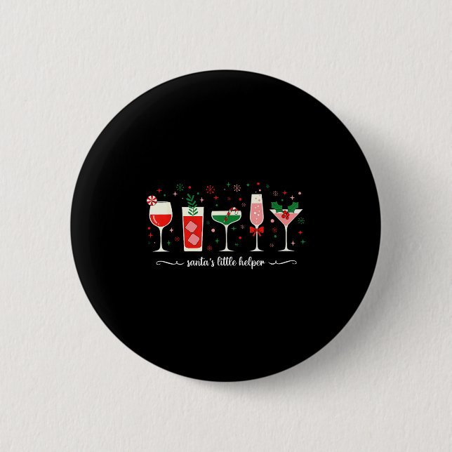Retro Funny Santa's Little Helper Martini Merry Ch Button (Vorderseite)