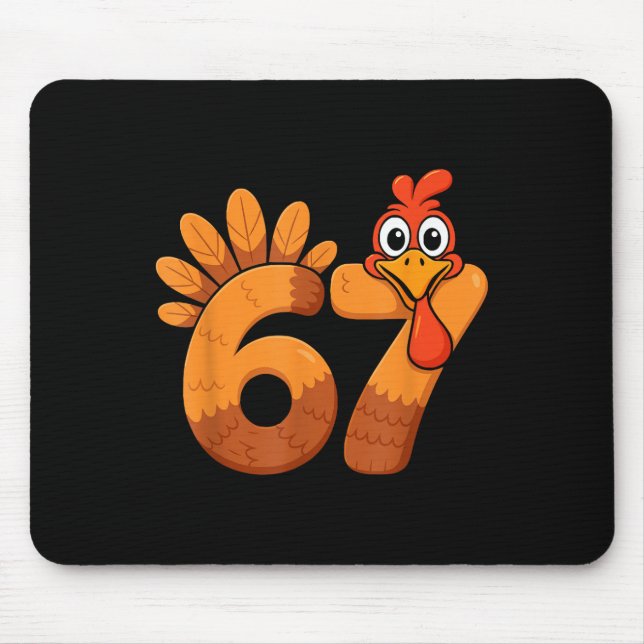 Retro Funny Six Seven 6 7 Meme Thanksgiving Turkey Mousepad (Vorne)