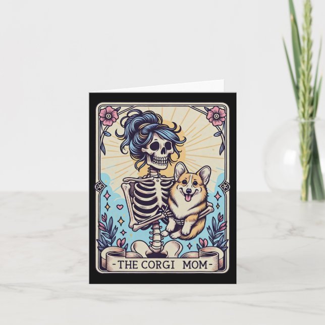Retro Funny The Corgi Mama Tarot Card Skeletthalle Karte (Vorderseite)