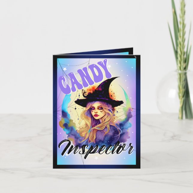 Retro Funny Witchy Halloween Cards Dankeskarte (Vorderseite)