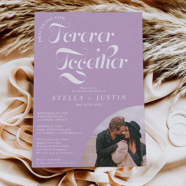 Retro für immer Foto Lavendel Probe Abendessen Einladung (Von Creator hochgeladen)