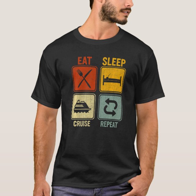 Retro für Schiffsreisende, die schlafende Kreuzfah T-Shirt (Vorderseite)